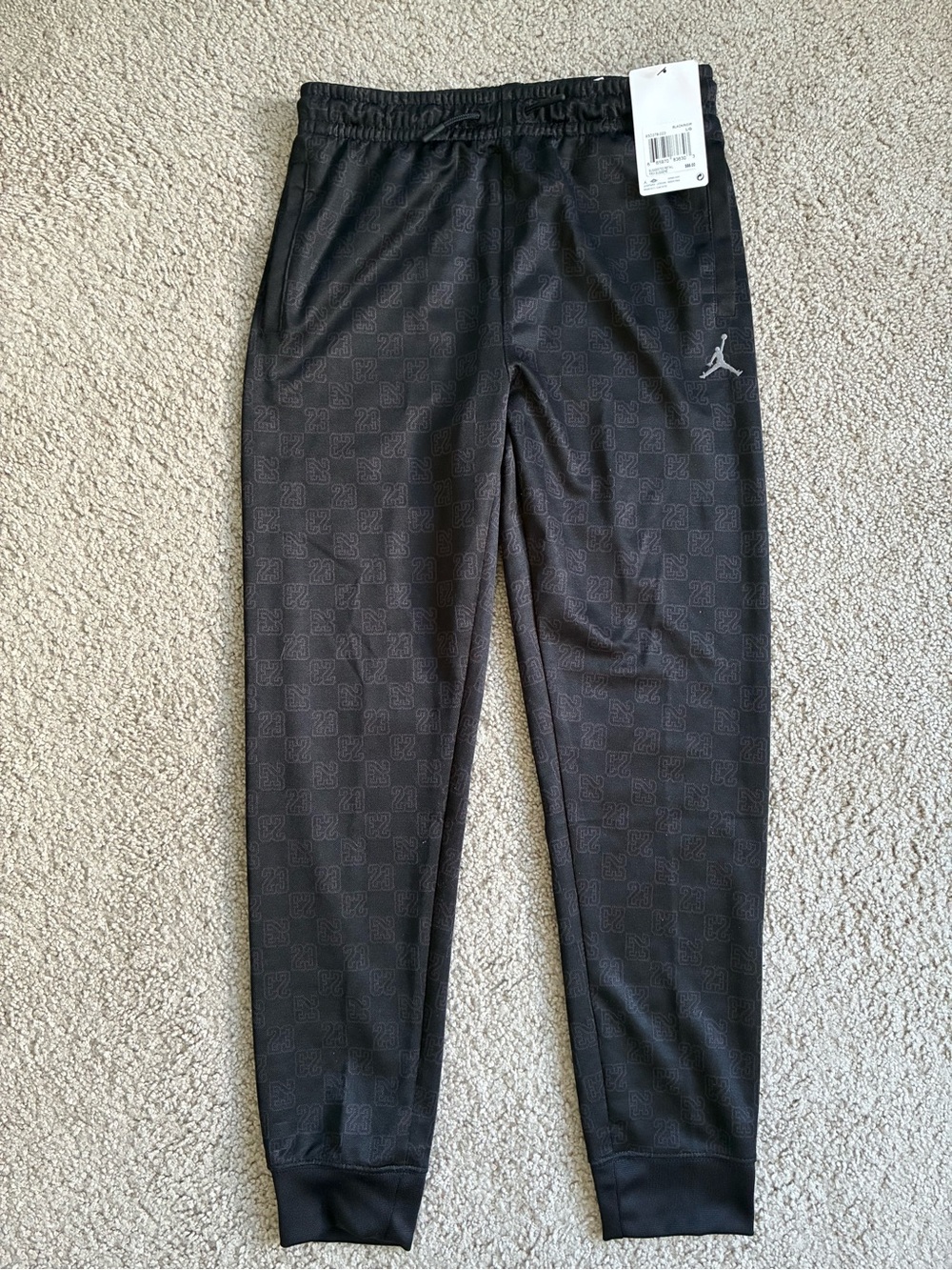 Jordan Black Athletic Sweatpants with Grey Jumpman Logo Boys